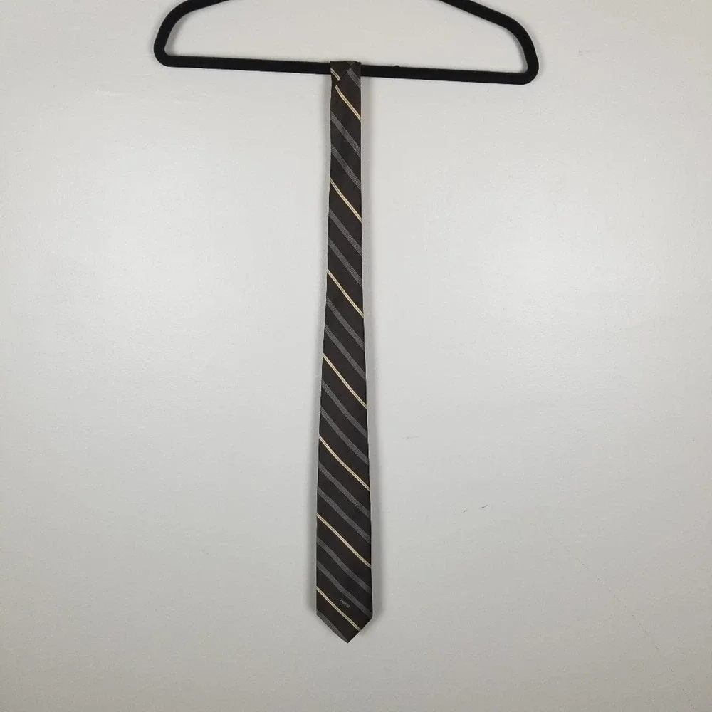 Lanvin men's neck tie, brown, stripe